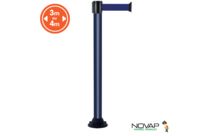 Poteau alu bleu à sangle Bleu sur socle fixe - Novap