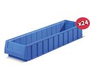 Carton de 24 bacs tiroirs plastique Multibox bleu L.160 x P.500 mm