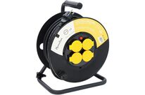 Manutan Expert - Enrouleur de câble électrique portatif chantier IP44 40m NF 3000W 4 prises H07RNF 1.5mm²