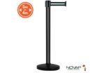 Poteau alu noir à sangle Noir/Argent sur socle portable - Novap