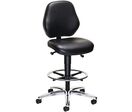 Bimos - Siège haut ergonomique similicuir noir roulettes repose-pieds réglable - 120kg max