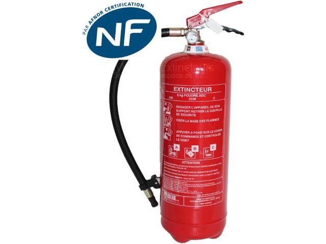 Extincteur 6 Kg poudre NF + support fixation