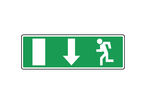 Panneau d'évacuation sortie de secours flèche bas gauche