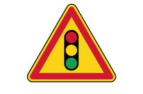 Panneau de danger temporaire feu tricolore