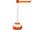 Poteau Alu Blanc laqué à sangle Orange fluo 3m x 50mm sur socle Balise - 2010702