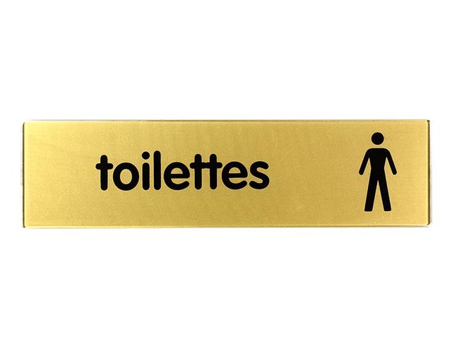Plaquette Toilettes avec figurine homme - Plexiglas or 170x45mm - 4492193