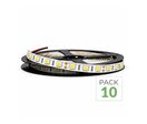 Pack de  10 - Bandeau LED 12V 5M 5050 60LED/m - Blanc Froid 6000K - 8000K / IP20