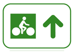 Panneau piste cyclable flèche tout droit à droite Dv43c