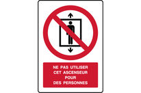 Panneau vertical texte ne pas utiliser ascenseur personnes