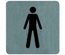 Plaque de porte Toilettes Homme - Aluminium brosse 100x100mm - 4384023