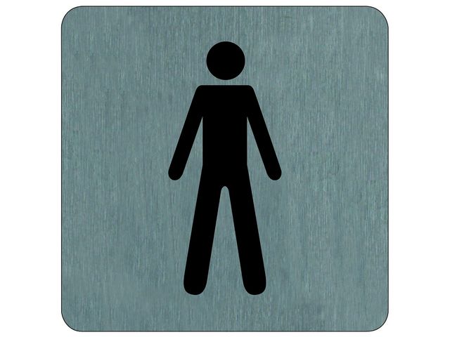 Plaque de porte Toilettes Homme - Aluminium brosse 100x100mm - 4384023