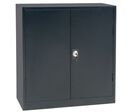 Manutan Expert - Armoire Métal Basse 100x106cm Noir - 2 Tablettes 45kg - Acier Robuste - Livrée Montée