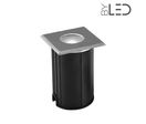 Spot LED encastré de sol extèrieur carré inox 1W - 230V - QINOX 62 mm