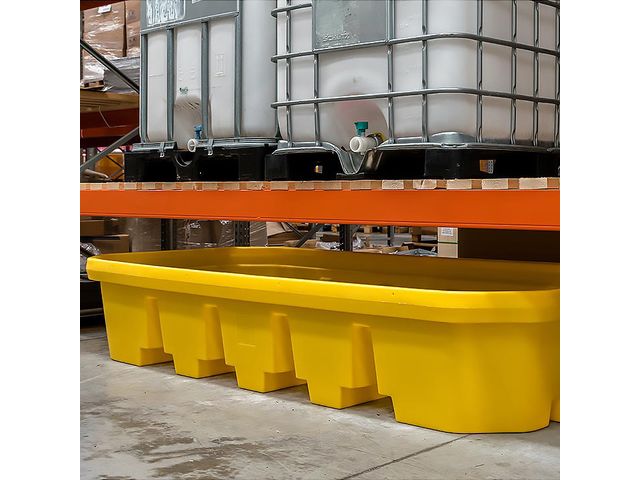 Bac de rétention pour 2 IBC sur rayonnage - travées de 2700 mm 