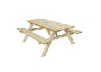 Manutan Expert - Table de pique-nique en bois FSC - 6 places - Chêne - 74kg - Éco-responsable