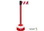 Poteau Alu Rouge laqué à sangle Rouge/Blanc hachuré 3m x 100mm sur socle Balise - 2700122