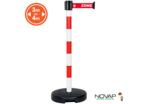 Poteau PVC Rouge/Blanc à sangle Rouge Zone contaminée sur socle 9kg à lester - Novap 