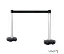 Kit 2 Poteaux PVC Gris sur socle 9kg à lester avec tête à sangle Noir 3m x 50mm et tête réceptrice - 2800099