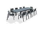 DcbGarden - Salon de jardin Miami 300x100cm - 10 fauteuils aluminium anthracite - Capacité 10 personnes - Plateau 3m