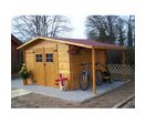 Abri de jardin en bois plus bûcher 12.55m² utile VD 3330.02BN