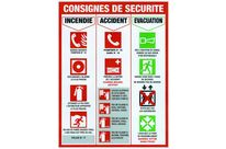 Panneau consignes de sécurité pour incendie, accident et évacuation 460X320mm - 4300337