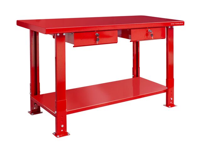 Établi 150 cm avec pieds réglables et 2 tiroirs MW Tools DER1500P