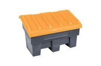 Manutan Expert - Bac à sel et sable 180L Gris - Couvercle Orange - Polyéthylène Résistant - Garantie 10 ans