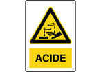 Panneau de danger vertical acide 