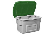 Bac à sable/sel SB 1000 en polyéthylène (PE), 1000 litres, couvercle vert