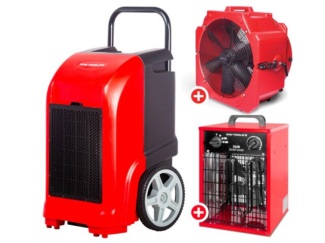 Pack déshumidificateur PRO 70L/Jour BDP70 + Ventilateur sécheur ø500mm MV500PPL + Chauffage électrique 3 kW WEL03 MW Tools BDP70SETBH