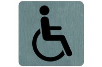 Plaque de porte Toilettes Handicapés - Aluminium brosse 100x100mm - 4384047