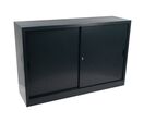 Manutan Expert - Armoire basse métal coulissante 160x105cm anthracite - 2 portes, 4 tablettes, verrouillable, 10 ans garantie