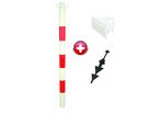 Poteau PVC Rouge/Blanc sur pointe avec support panneau - 2000253