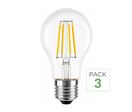 Pack de 3 Ampoules LED E27 A60 3.8W Filament Classe Énergétique A - Blanc Chaud 2300K - 3500K