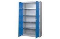 Thurmetall - Armoire Haute à Portes Battantes 100x195x50 cm - Gris Clair/Bleu - 4 Tablettes - Charge 500kg - Verrouillable