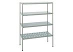 Rayonnage à plateaux réglables acier inox 18-10 ou duralinox