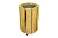 Poubelle de ville ronde en pin Trèves