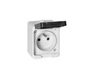 Prise Étanche + Clapet Noir IP54 2P+T Saillie