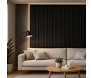 Lot de 4 Panneaux Acoustiques Muraux Bois 240x60x2,2cm - Couleur Noir avec Fond Noir