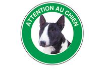Panneau Attention au chien Bull-terrier - Rigide Ø180mm - 4040509