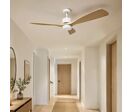 Ventilateur de Plafond LED 18W CCT Blanc et Effet Bois Foncé avec Télécommande Ø122cm
