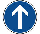 Panneau d'obligation de parking aller tout droit