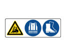 Panneau 3 symboles combinés danger passage de chariot