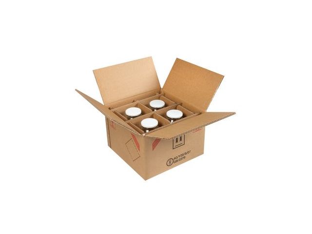 Boîte carton UN 4G pour 4 x 2,37L bouteilles en verre - produits dangereux 4G/Y20/S  - CODE 370