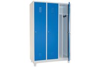 Manutan Expert - Vestiaire Industrie Salissante 3 Cases/Pieds Gris Clair/Bleu - Serrure Clé - 1900x1185mm - Acier Époxy - Livré Monté