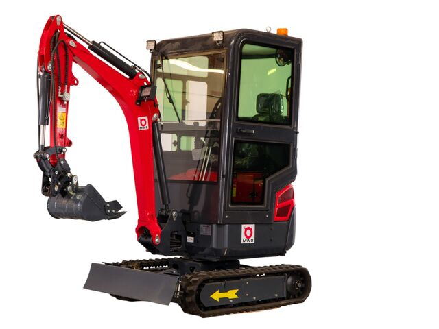 Mini-pelle 1,8 tonnes avec cabine moteur Kubota 10,2 kW 3 cylindres avec bras pivotant et train de chenilles extensible MW Tools MG18FC