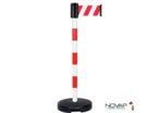 Poteau PVC Rouge/Blanc à sangle Rouge/Blanc hachuré 3m x 100mm sur socle 9kg à lester - 2800235