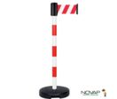 Poteau PVC Rouge/Blanc à sangle Rouge/Blanc hachuré 3m x 100mm sur socle 9kg à lester - 2800235