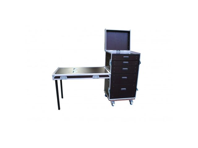 Flight case régie 5 tiroirs avec table touring