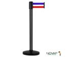 Poteau Alu Noir laqué à sangle Bleu / Blanc / Rouge 3m x 100mm sur socle portable - 2700443